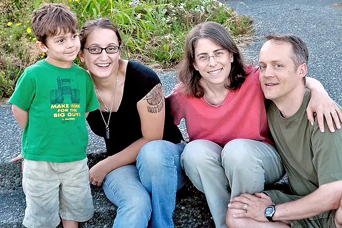 A child, two women, and a man