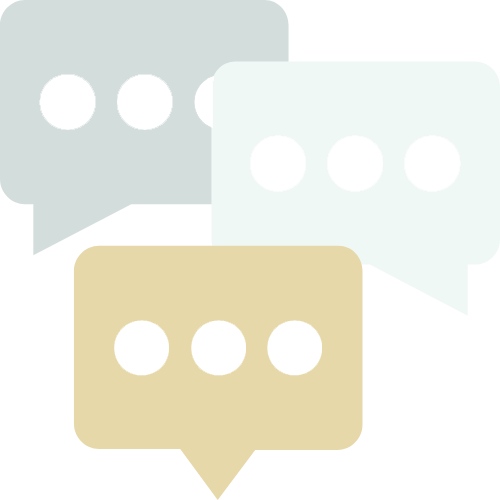 Three overlapping chat bubbles, each containing three dots